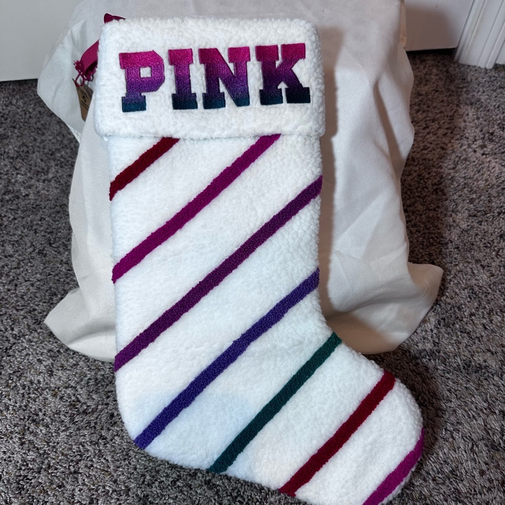 PINK Victoria's Secret Multicolor Striped Christmas Stocking